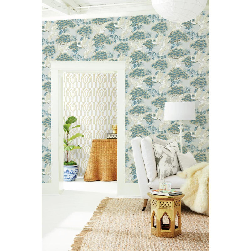 York Wallcoverings Sprig and Heron 27' L x 27" W Wallpaper Roll
